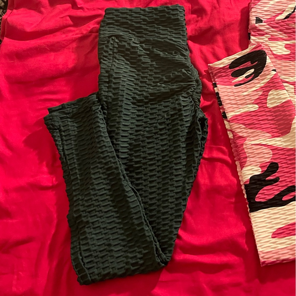 RICH BRIA Like-new workout Butt Lifting Leggings W Pockets, XL, green